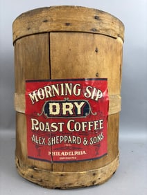 Early Morning Sip Dry Wooden Coffee Store Display