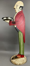 Folk Art Painted Figural Butler Smokers Tray Stand