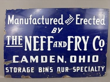 Neff Fry Camden Ohio Storage SSP Porcelain Sign