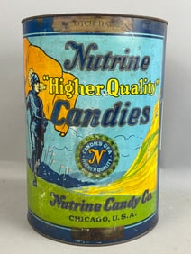 Antique Nutrine Candy Co 26 Pound Large Store Can