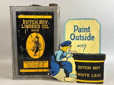 2 Early Dutch Boy Paint Advertising Easel Back Can