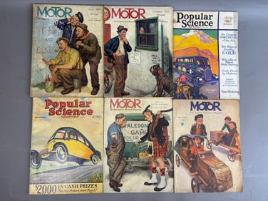 6 Antique 29-34 Motor Popular Science Magazines
