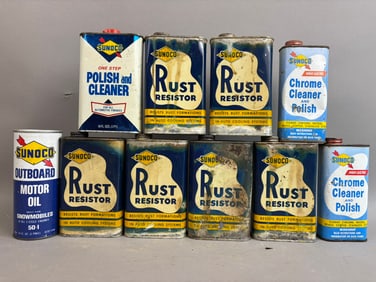 10 Vintage Sunoco Automotive Additive Oil Gas Cans