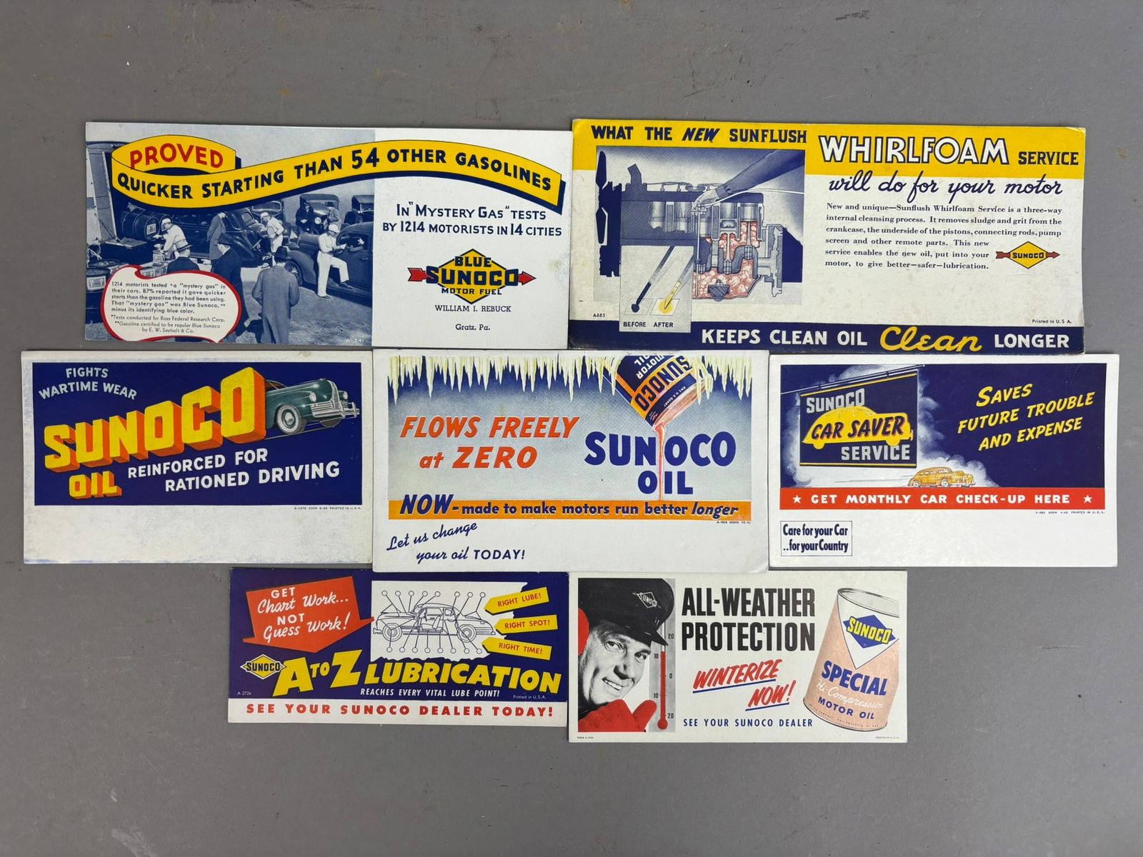 7 Sunoco Gas Station Motor Oil Advertising Blotters (1 of 9)