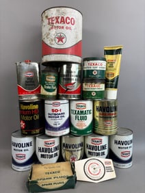 18 Vintage Texaco Motor Oil Quart Can Spark Plug