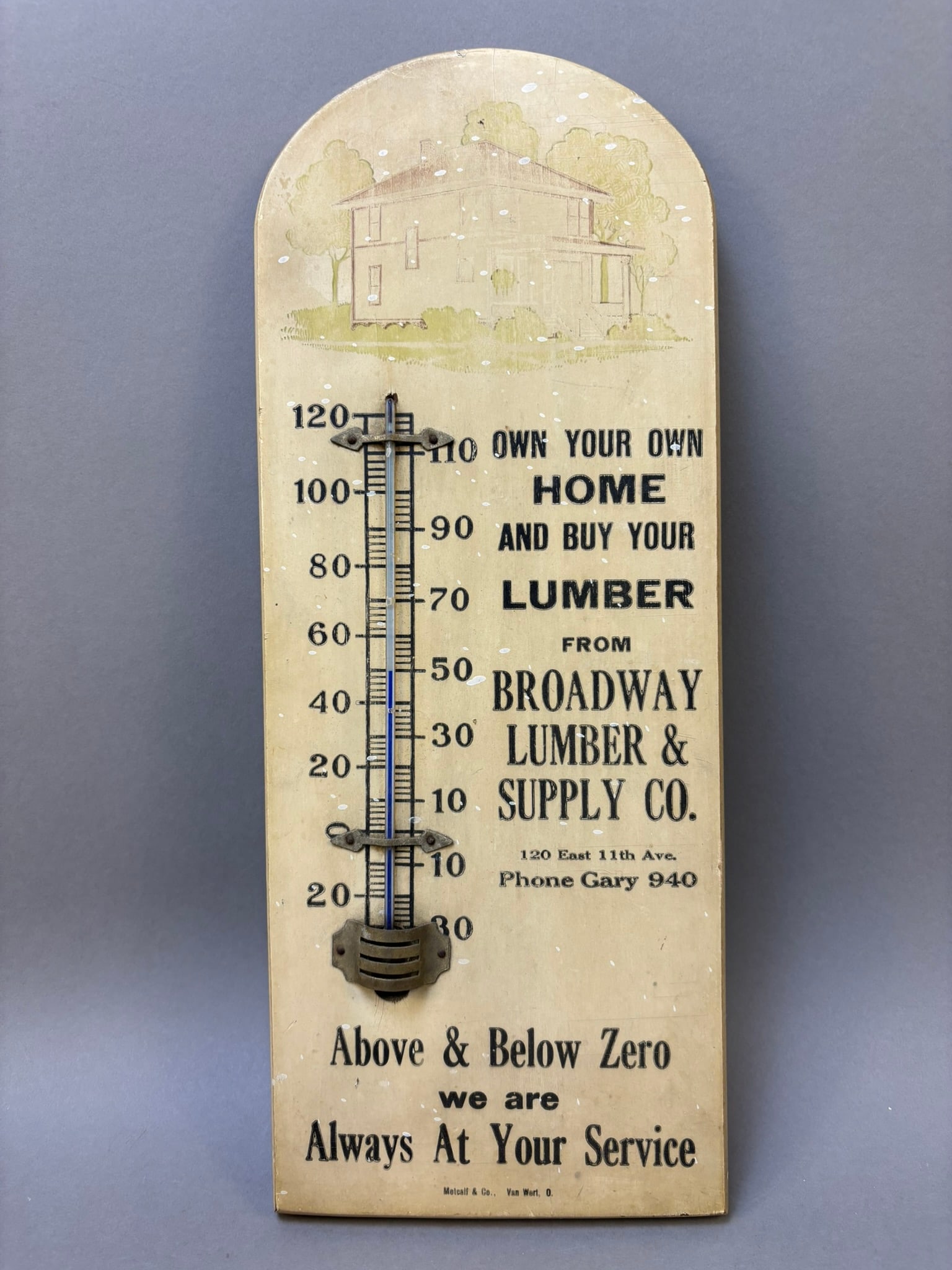 30s Broadway Lumber Advertising Wood Thermometer (1 of 7)