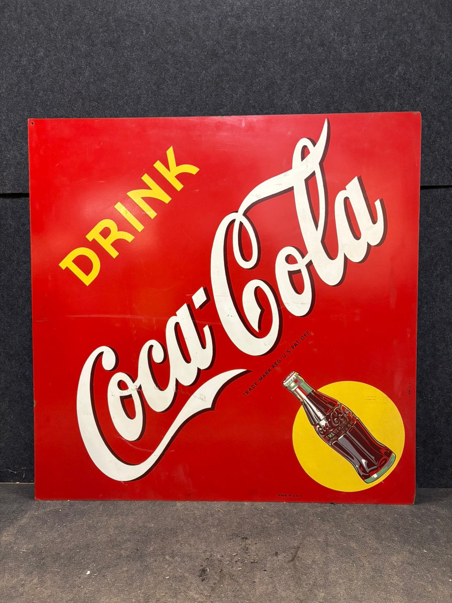 40s Coca Cola Coke Bottle Diamond Masonite Sign (1 of 6)