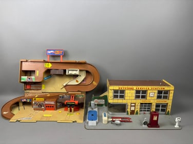 2 Hot Wheels City Keystone Toy Garage Play Sets