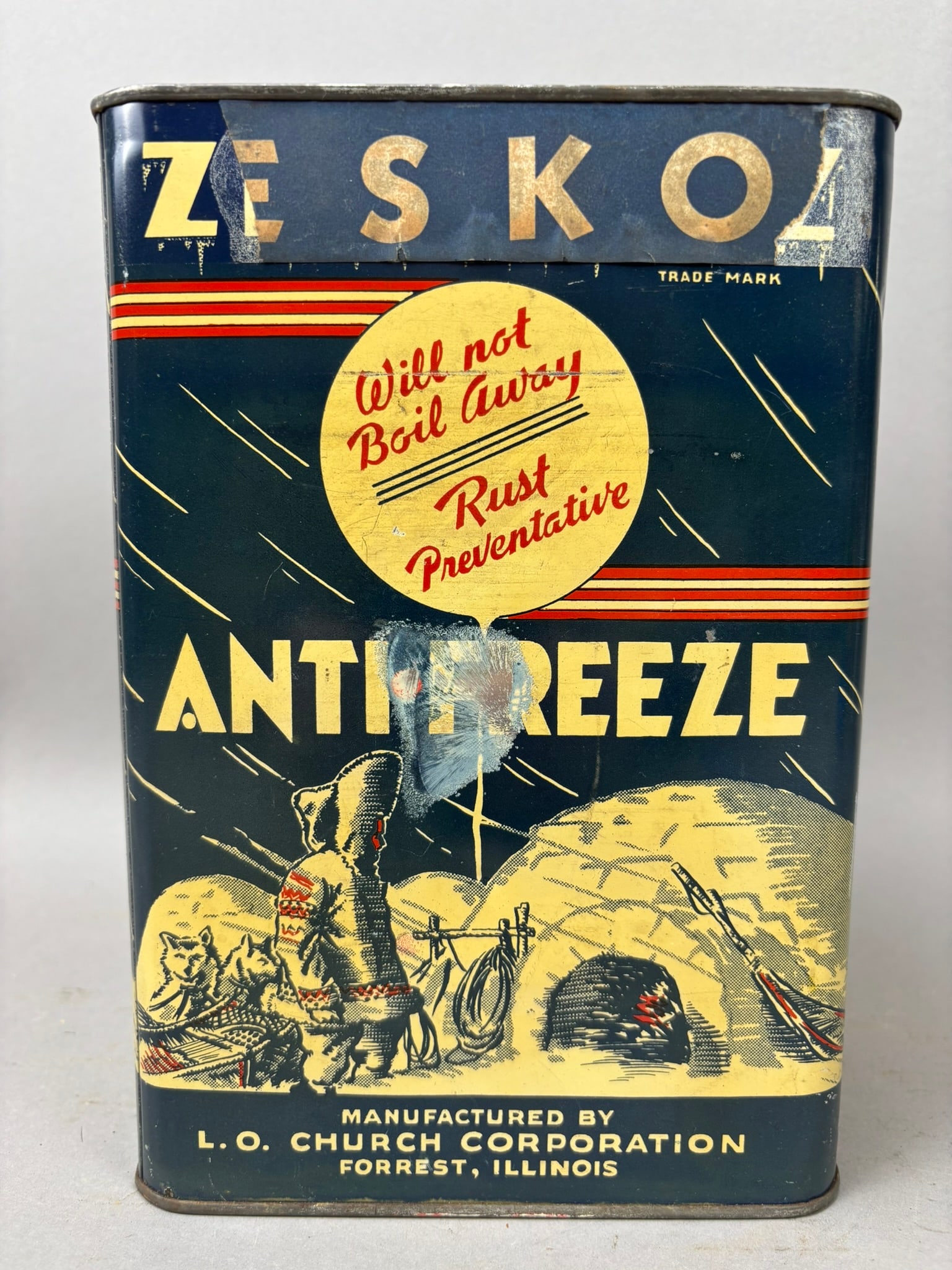 Vintage Zeroniz Esko AntiFreeze 1 Gallon Metal Can (1 of 7)