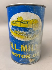 H.L Mills Motor Oil Metal Quart Can Maryland Train