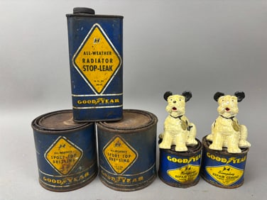 7 Goodyear American Brakeblok Dog Advertising Tins