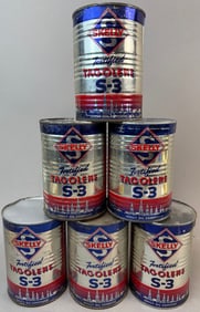 6 NOS Skelly Tagolene S-3 Rippled Quart Metal Cans