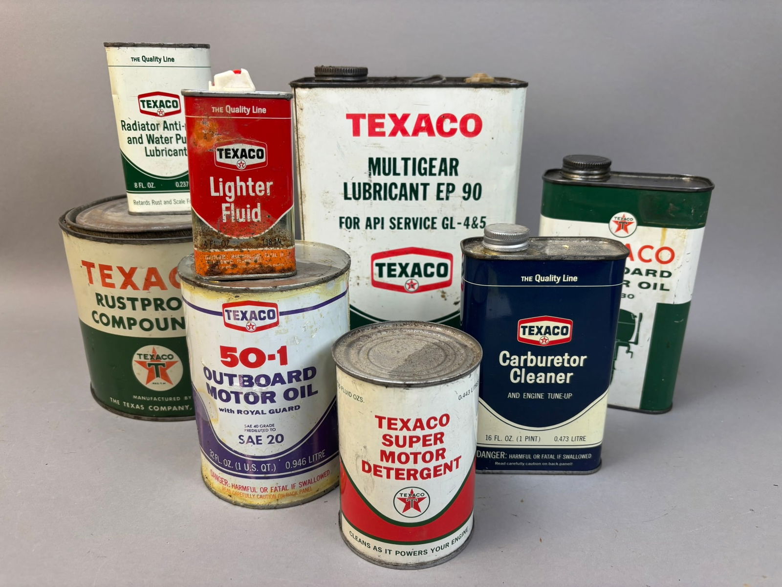 8 Vintage Texaco Outboard Motor Oil Cleaner Cans (1 of 14)