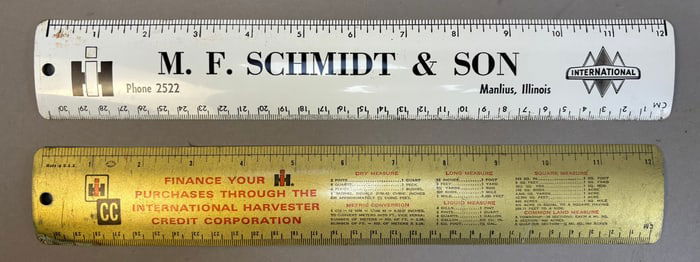 2 50s International Harvester Advertising Rulers