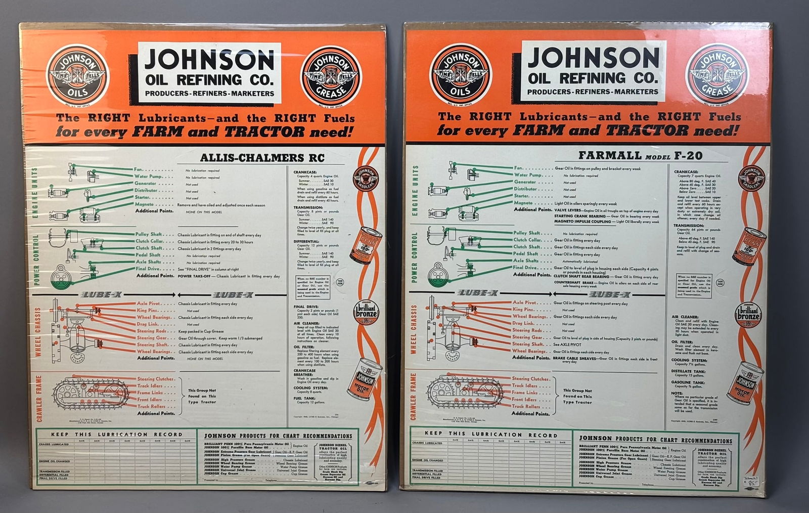 2 40s Johnson Refining Tractor Oil Charts Poster (1 of 8)