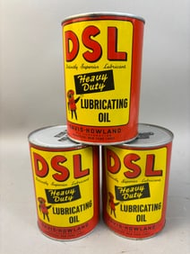 3 NOS Vintage DSL Motor Oil Quart Can Davis Rowland