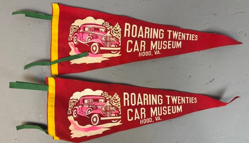 2 Souvenir Roaring 20s Car Museum Hood VA Pennants