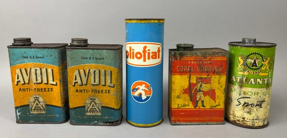 5 European Fiat Avoil Solider Brand Oil Cans
