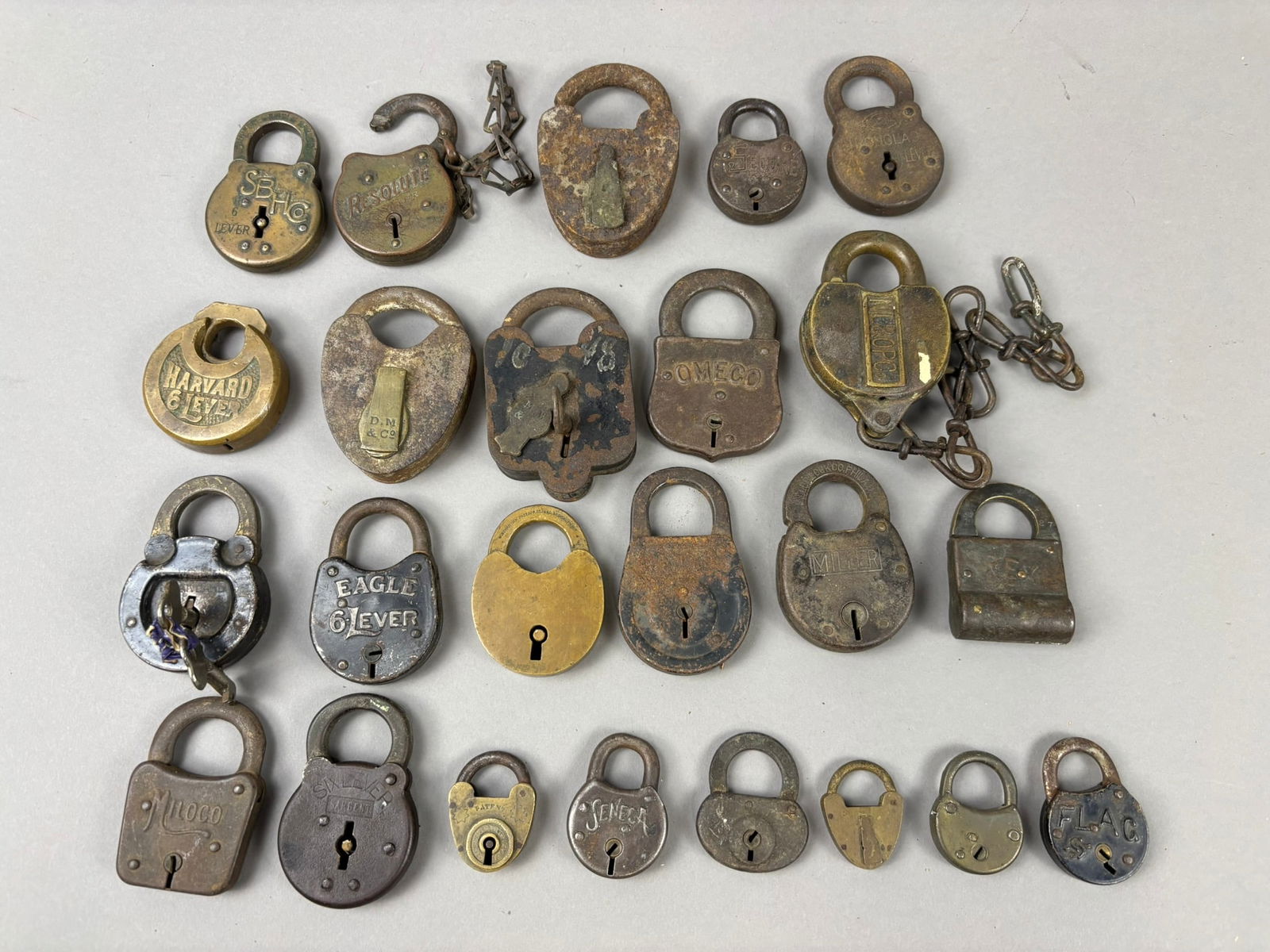 24 Antique Brass Railroad Security Pad Locks Keys (1 of 12)