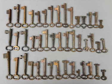 45 Antique Brass Copper Steel Skeleton Door Keys