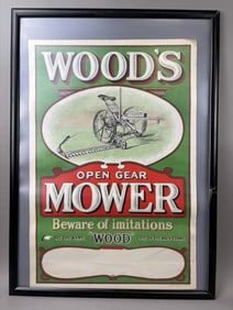 Early Woods Open Gear Mower Advertising Poster