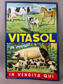 Early SST Vitasol Farm Pig Horse Advertising Sign