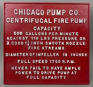 Vintage Chicago Fire Pump Aluminum Sign