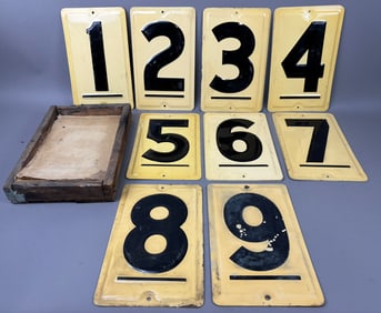 15 Vintage Gas Station Pricer Numbers Metal Set