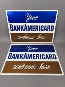 NOS DST BankAmericard Welcome Here Store Sign