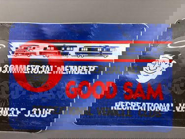 Good Sam 1950s Double Sided Painted Metal Sign