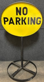 DST Police No Parking Curb Side Sign w/ Wolfs Head Base