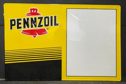 Pennzoil w/ Bell 6' SST Tin Metal Advertising Sign