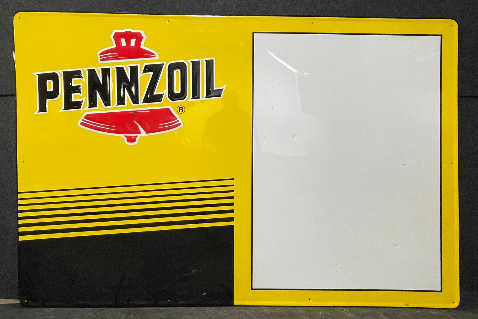 Pennzoil w/ Bell 6' SST Tin Metal Advertising Sign: This lot features a wonderful SST painted Pennzoil sign. 71.5" x 48"