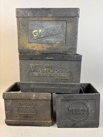 4 Antique Delco Grant Car Truck Battery Housings