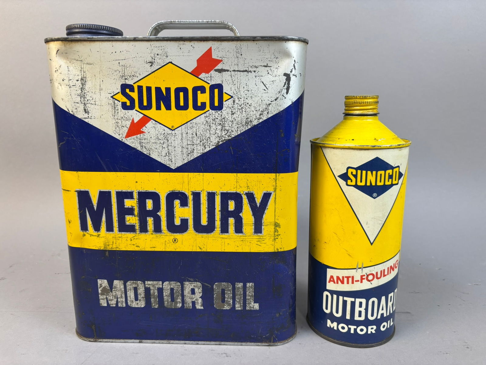 2 Vintage Sunoco Outboard Motor Oil Cans 2 Gallon (1 of 7)