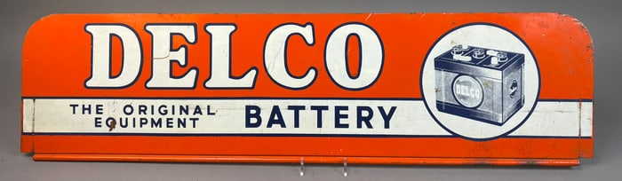 40s DST Delco Battery Rack Topper Display Sign