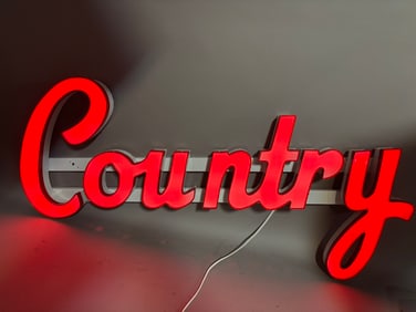 Vintage Plastic Country Script Lighted Wall Sign