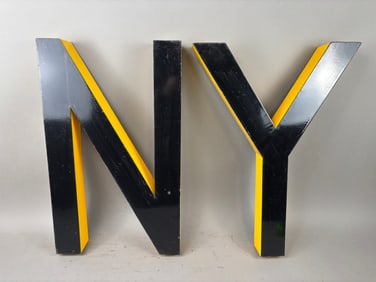 2 Vintage Large Sized NY 3-D Porcelain Letters