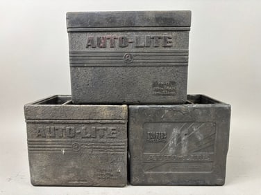 3 Antique Auto-Lite Car Truck Battery Housings