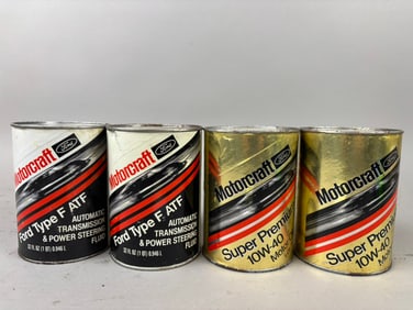 4 NOS Ford Motorcraft Motor Oil Fluid Quarts Cans
