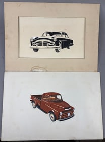 2 50s Era Ford Design R&D Art Drawings