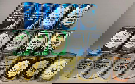 16 NOS Vintage Sears Motor Oil Quart Cans