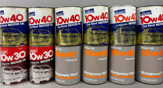 12 Vintage NOS Montgomery Ward Motor Oil Quart Cans