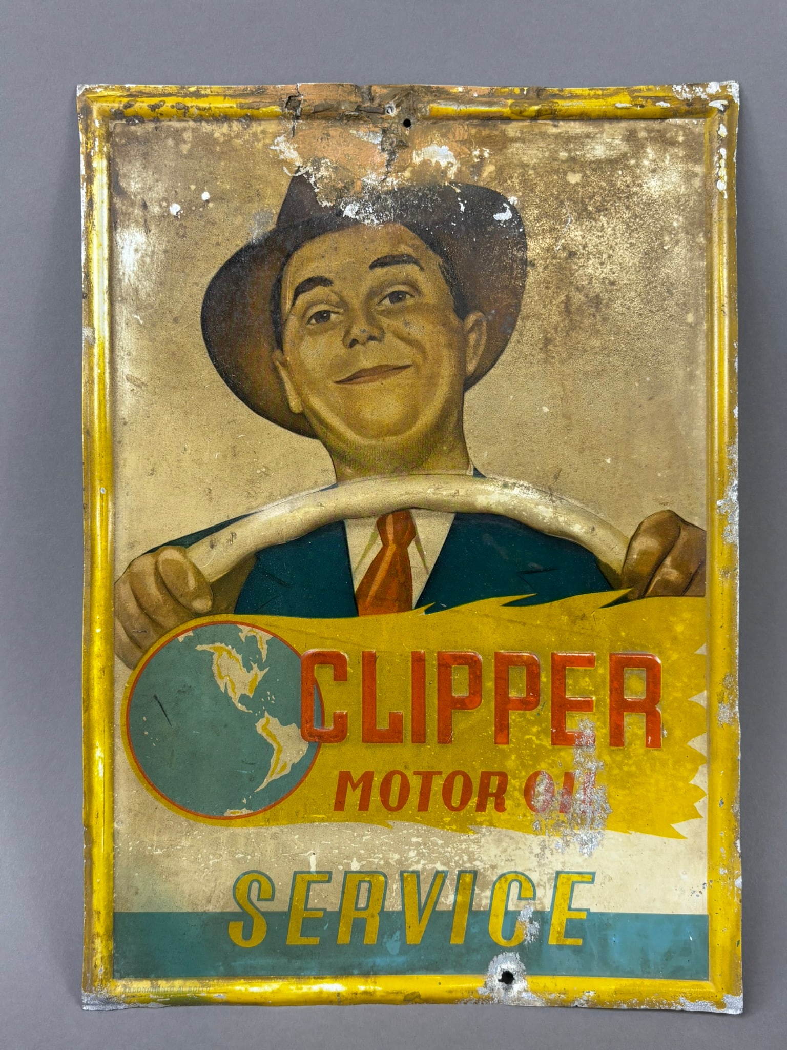 Early SST Clipper Motor Oil Quart Advertising Sign (1 of 11)