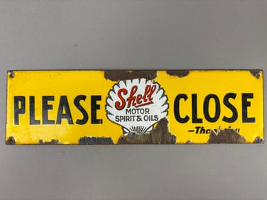 Early SSP Enamel Shell Close Door Advertising Sign
