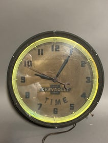 30s Chevrolet Time Dealership Electric Neon Clock