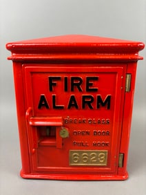 Antique Cast Iron Fire Alarm Call Box Cabinet