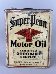 Early Super Penn Service Motor Oil 2 Gallon Can