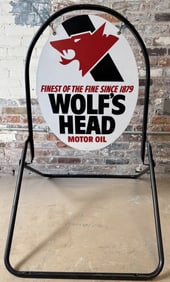 Wolf's Head Motor Oil Curbside Advertising Sign
