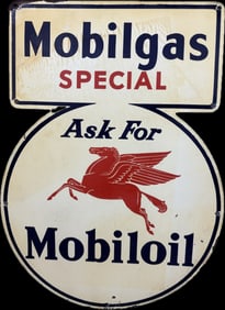 Mobilgas Special Pump Plate Mobiloil Keyhole Sign
